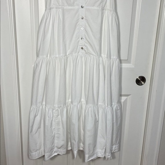 Madewell Button-Front Tiered Midi Dress Size Medium White Sleeveless - Picture 5 of 16